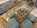 MCM Rattan Bamboo Dining Room Table Set 6 Chairs G