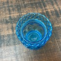Blue Art Glass Vase Inverted Coin Dot Lattice Rim 