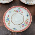 Crown Staffordshire 8 Teacups 7 Saucers Pink Rims 