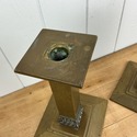 Pair Gold Metal Taper Candlestick Holders Neoclass
