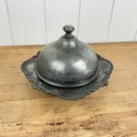 Antique Silverplate Round Covered Butter Cheese Di