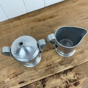 Hammered Aluminum Sugar and Creamer Set Chrysanthe