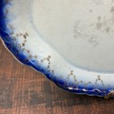French Saxon China Flow Blue Platter Antique Gold 