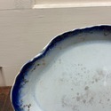 French Saxon China Flow Blue Platter Antique Gold 