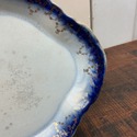 French Saxon China Flow Blue Platter Antique Gold 