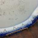 French Saxon China Flow Blue Platter Antique Gold 