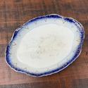 French Saxon China Flow Blue Platter Antique Gold 