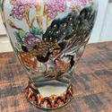 Asian Vase Japanese Satsuma Peacock Gilded Floral 
