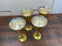 4 Brass Wine Glasses Goblets Made in India 7.5" Ta