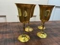 4 Brass Wine Glasses Goblets Made in India 7.5" Ta