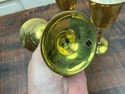 4 Brass Wine Glasses Goblets Made in India 7.5" Ta