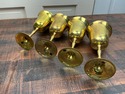 4 Brass Wine Glasses Goblets Made in India 7.5" Ta