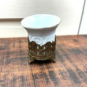Bathroom Tumbler Filigree Ormolu Porcelain Cup in 