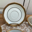 French Limoges Teacups Saucer Sets Gold Encrusted 