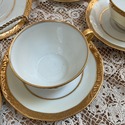 French Limoges Teacups Saucer Sets Gold Encrusted 