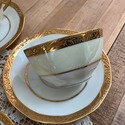 French Limoges Teacups Saucer Sets Gold Encrusted 