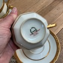 French Limoges Teacups Saucer Sets Gold Encrusted 