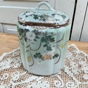 Antique Asian Japanese Jar w Lid Canister Light Mi