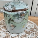 Antique Asian Japanese Jar w Lid Canister Light Mi