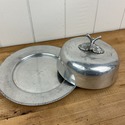 Aluminum Round Covered Butter Dish Vintage Hammerc