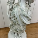 Parian Bisque Female Figure Statue Lady w Hand Mir