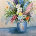 Vintage Oil Painting Still Life Floral Bouquet Pas