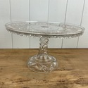 EAPG Pressed Glass Pedestal Cake Stand Beveled Dia
