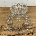EAPG Pressed Glass Pedestal Cake Stand Beveled Dia