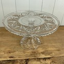 EAPG Pressed Glass Pedestal Cake Stand Beveled Dia