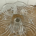 Vintage Pressed Glass Cake Stand Scalloped Rim Flo
