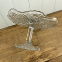 Vintage Pressed Glass Cake Stand Scalloped Rim Flo