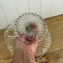 Vintage Pressed Glass Cake Stand Scalloped Rim Flo