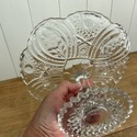 Vintage Pressed Glass Cake Stand Scalloped Rim Flo