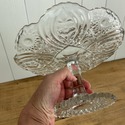 Vintage Pressed Glass Cake Stand Scalloped Rim Flo