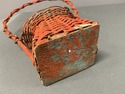 Antique Petite Funeral Basket Chippy Red Finish Wi