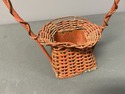 Antique Petite Funeral Basket Chippy Red Finish Wi
