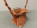 Antique Petite Funeral Basket Chippy Red Finish Wi
