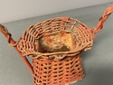 Antique Petite Funeral Basket Chippy Red Finish Wi
