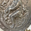 Vintage Relief Plaque Oval Wall Hanging Cast Metal