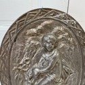 Vintage Relief Plaque Oval Wall Hanging Cast Metal