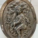 Vintage Relief Plaque Oval Wall Hanging Cast Metal
