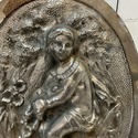 Vintage Relief Plaque Oval Wall Hanging Cast Metal