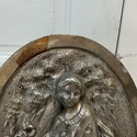 Vintage Relief Plaque Oval Wall Hanging Cast Metal