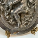 Vintage Relief Plaque Oval Wall Hanging Cast Metal