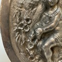 Vintage Relief Plaque Oval Wall Hanging Cast Metal
