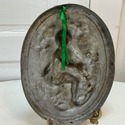 Vintage Relief Plaque Oval Wall Hanging Cast Metal