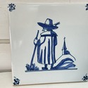 Blue White Delft Tile Figural Historical Male Figu