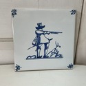 Delft Tile Historical Male Figure w Rifle Blue Whi