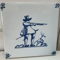 Delft Tile Historical Male Figure w Rifle Blue Whi