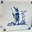 Blue White Delft Tile Historical Male Walking Stic